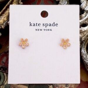 KATE SPADE • Gold Gleaming Gardenia Pink Flower Earrings